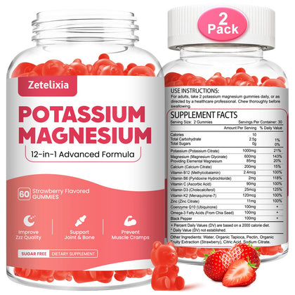 Zetelixia Gummies Potassium Magnésium 120 gummies en bouteille