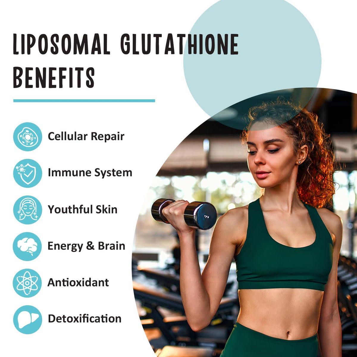 Zeylamum Glutathion Liposomal 2400 MG avec ingrédients clés en arrière-plan