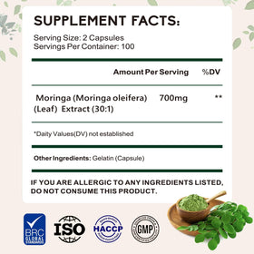 Zhibenon Extrait de Moringa Oleifera 700 mg étiquette de produit