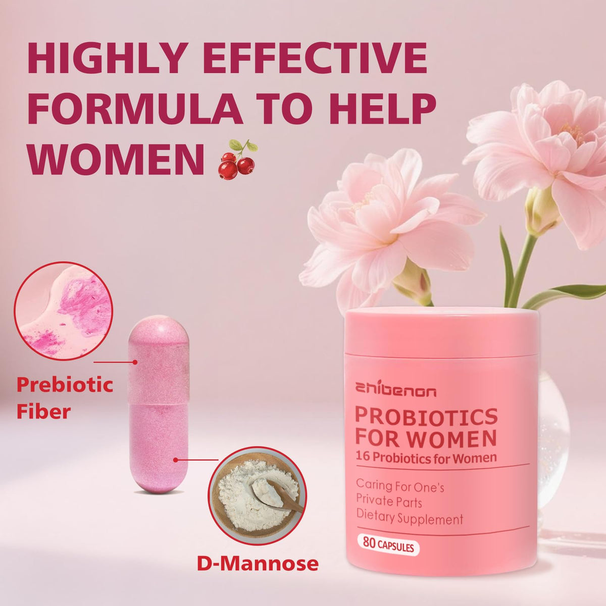 Zhibenon probiotiques féminins avec ingrédients naturels