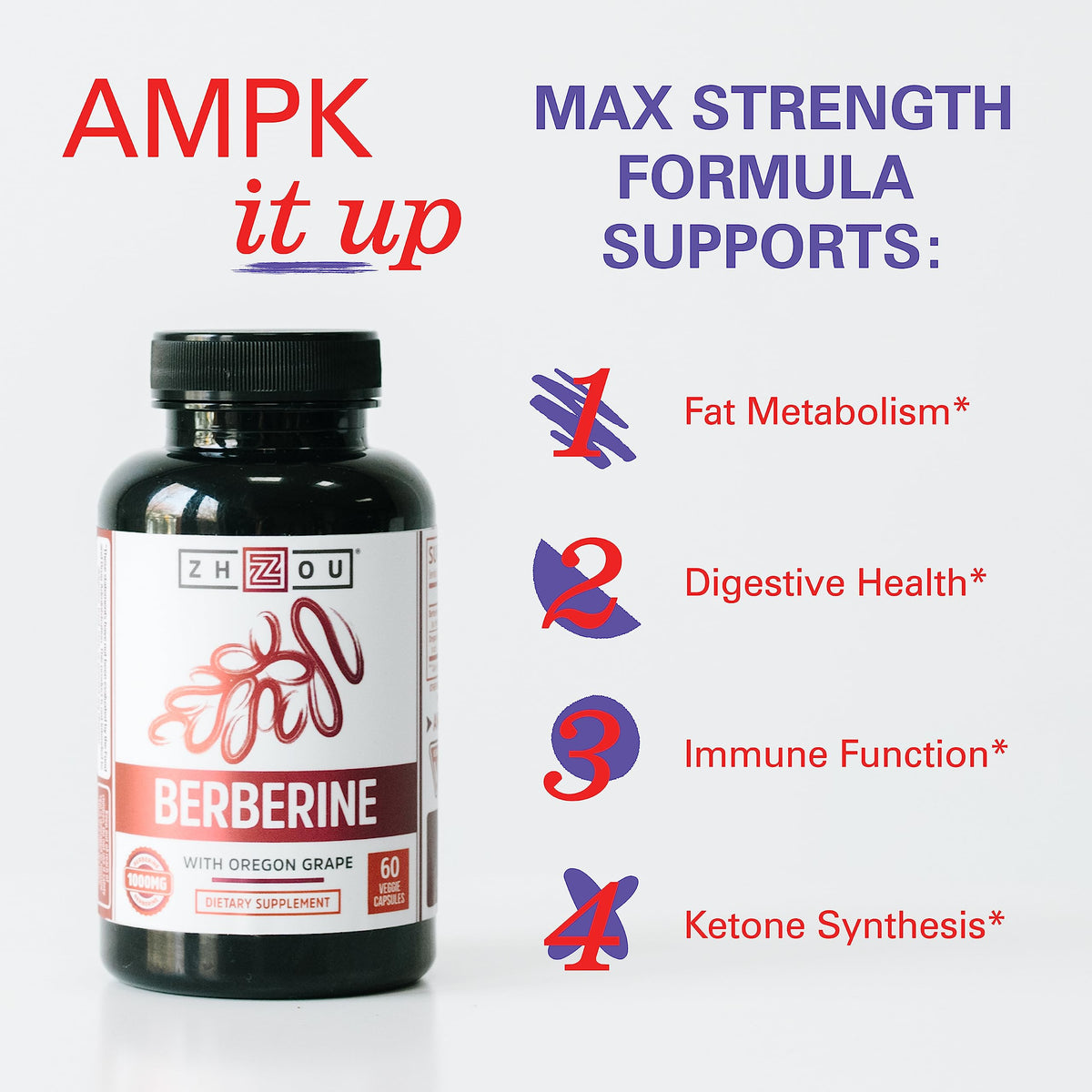 ZHOU Berberine 1000mg capsule végétarienne ouverte