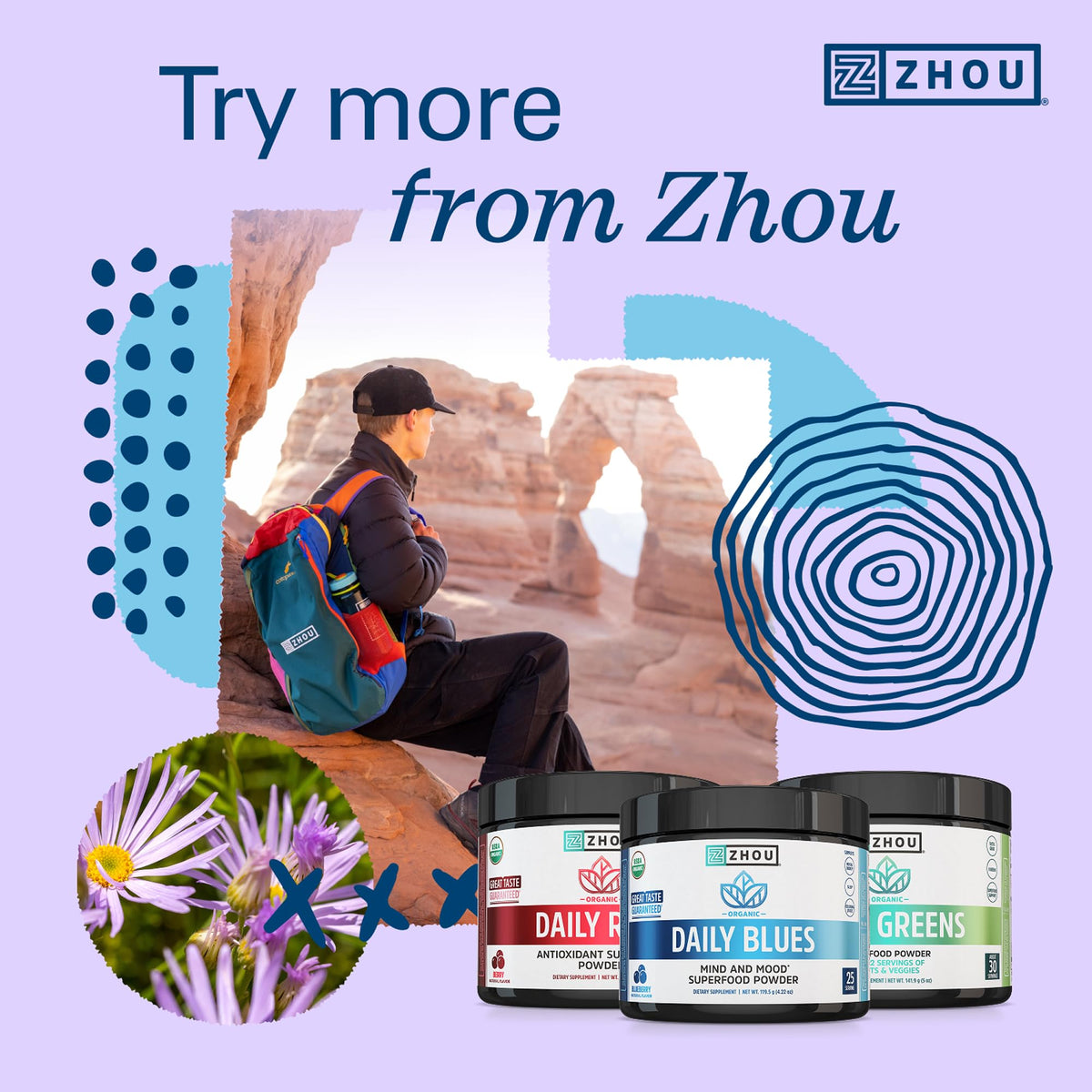 ZHOU Daily Blues 170g vue arrière avec informations nutritionnelles