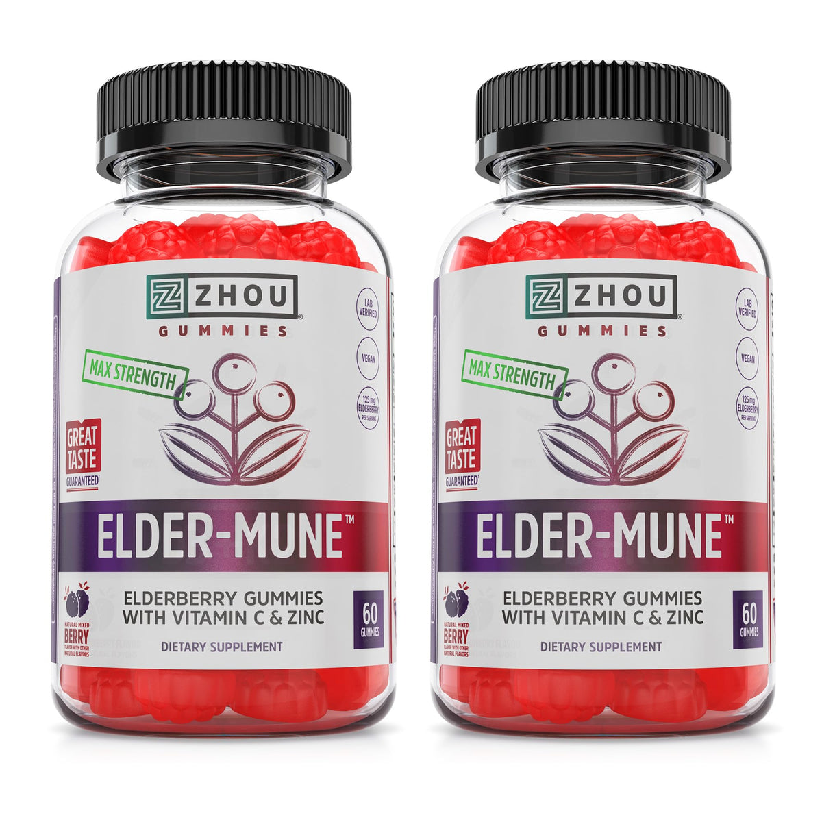 ZHOU Gummies de Sureau Noir 60 gummies en emballage