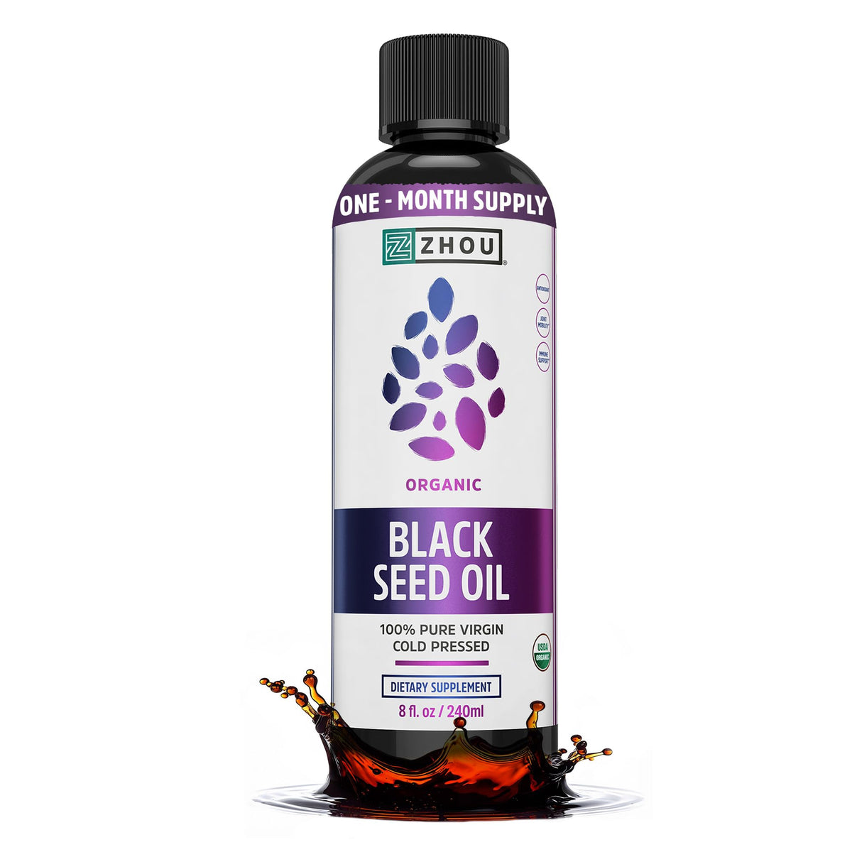 ZHOU Huile de Graines Noires 249g vue avant avec étiquette