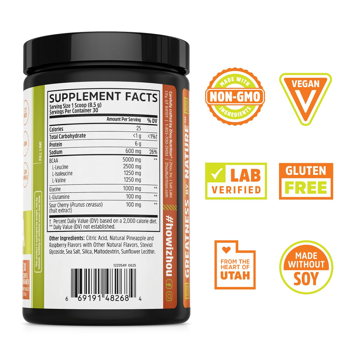 ZHOU Muscle BCAA Tropical Punch 330g avec cuillère doseuse