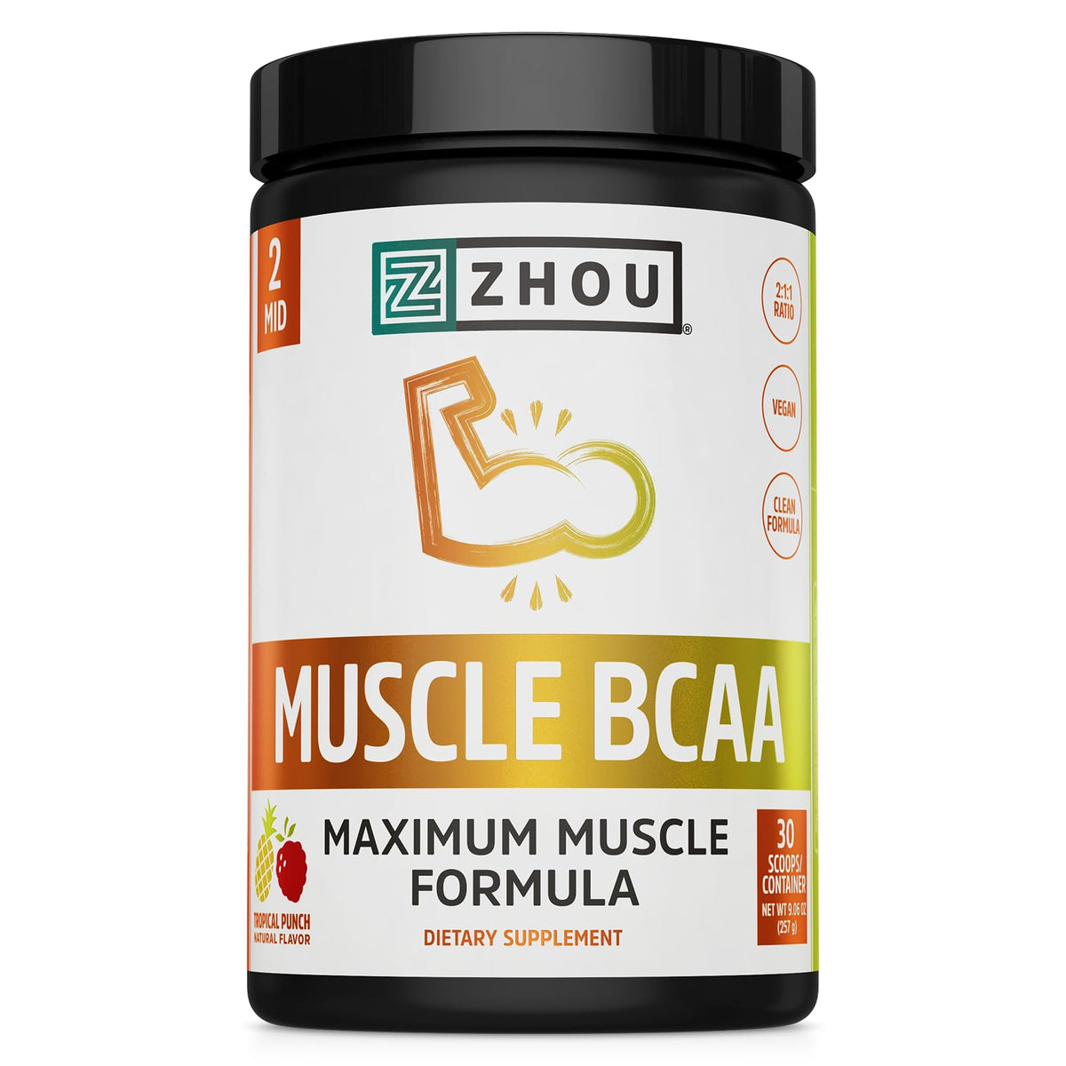 ZHOU Muscle BCAA Tropical Punch 330g vue de face