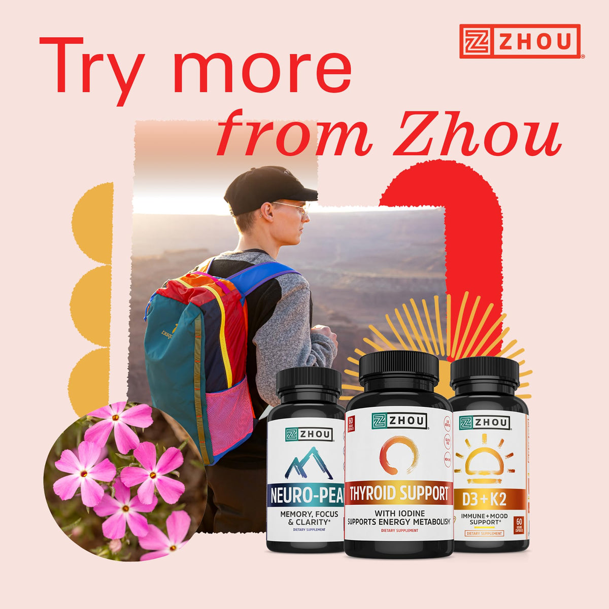 Zhou Thyroid Support avec une tasse d'eau