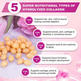 ZHPHK Collagène Hydrolysé Multi-Collagène 2000mg - bouteille ouverte avec capsules