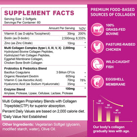 ZHPHK Collagène Hydrolysé Multi-Collagène 2000mg - capsules en gros plan