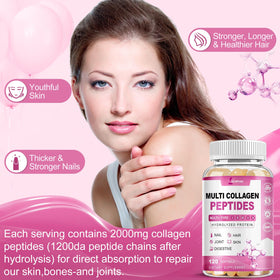ZHPHK Collagène Hydrolysé Multi-Collagène 2000mg - étiquette de la bouteille