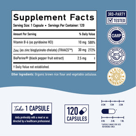 Zinc Chélaté 30mg SMNutrition avec un verre d'eau