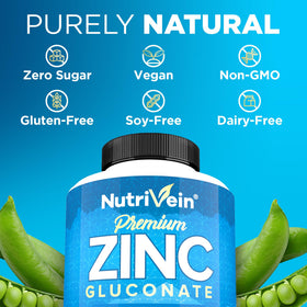 Zinc Gluconate Nutrivein avec verre d'eau pour prise quotidienne