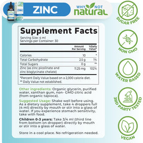 Zinc liquide bio Why Not Natural avec un verre d'eau
