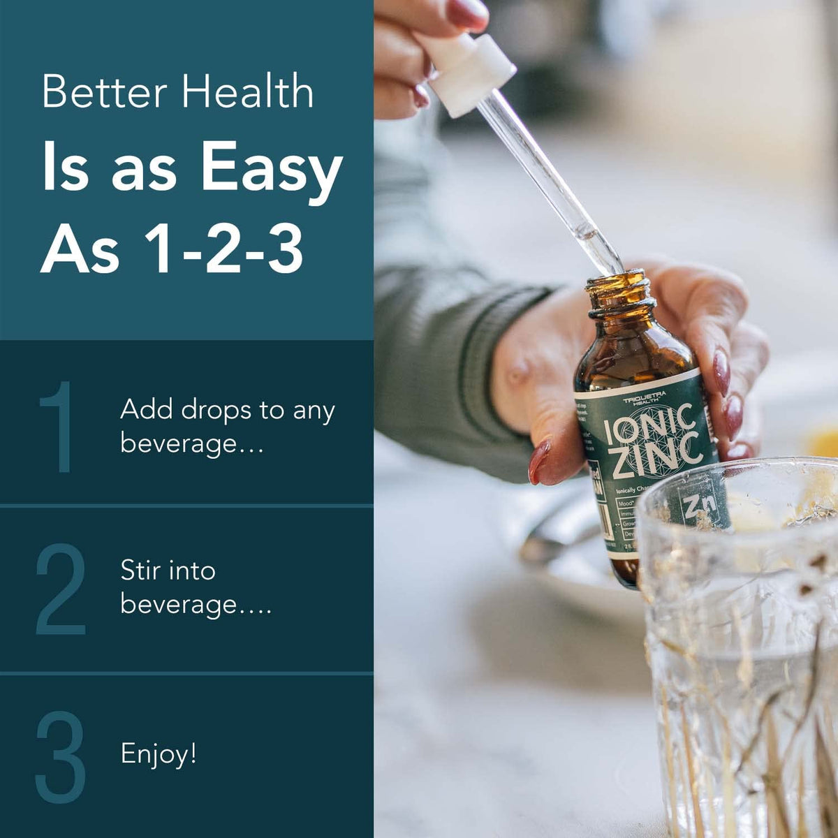 Zinc liquide ionique Triquetra Health avec des ingrédients naturels