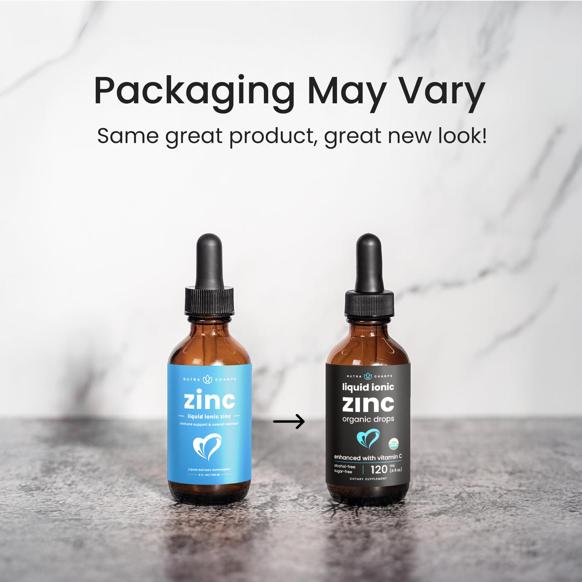 Zinc Liquide NutraChamps sur une table avec des fruits
