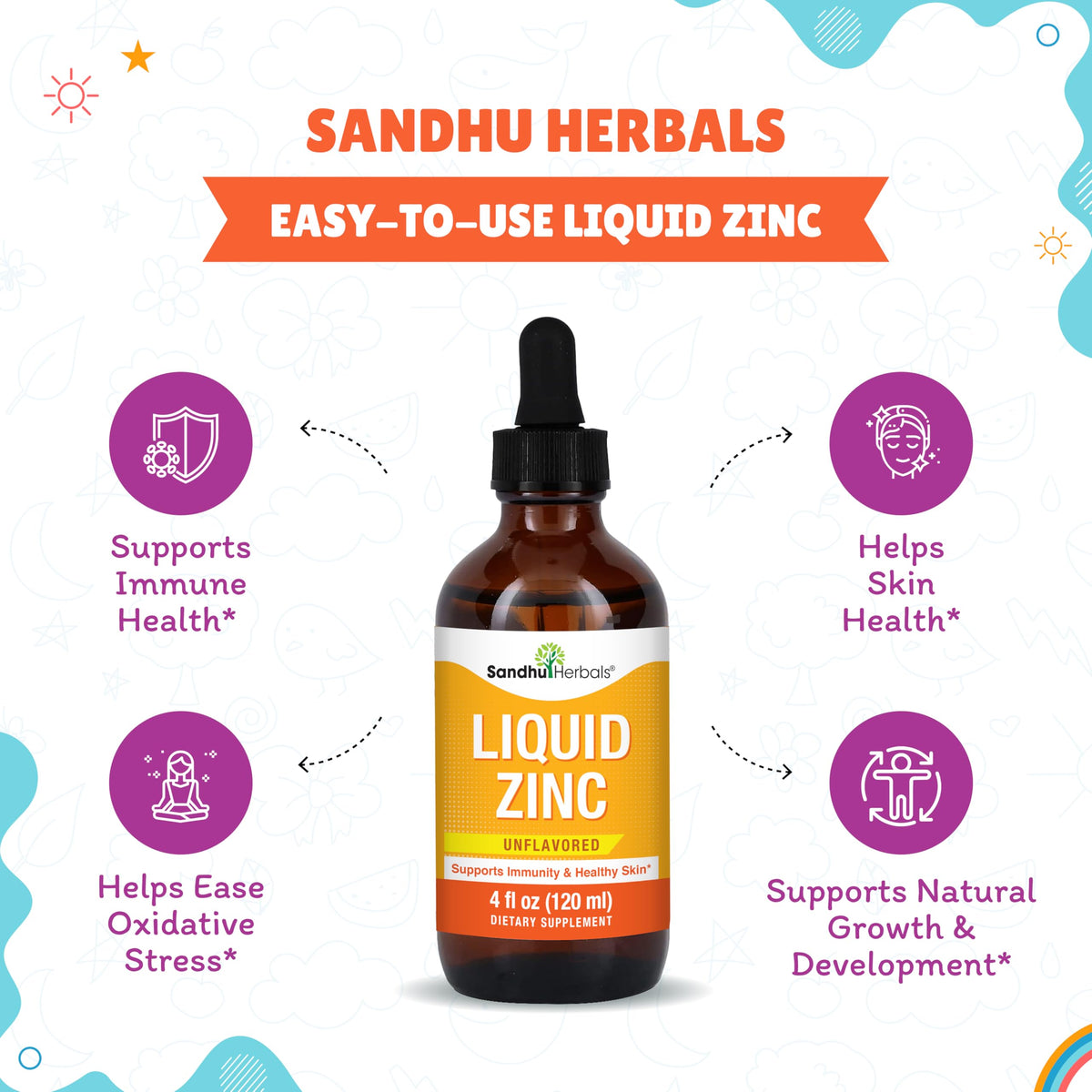Zinc Liquide SANDHUHERBALS versé dans un verre d'eau