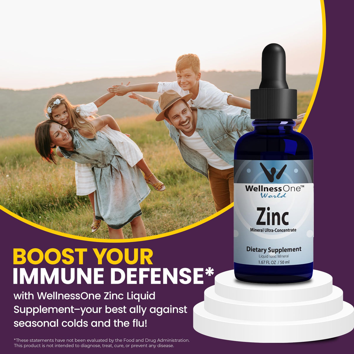 Zinc Liquide WellnessOne 50 ml sur fond blanc