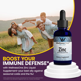 Zinc Liquide WellnessOne 50 ml sur fond blanc