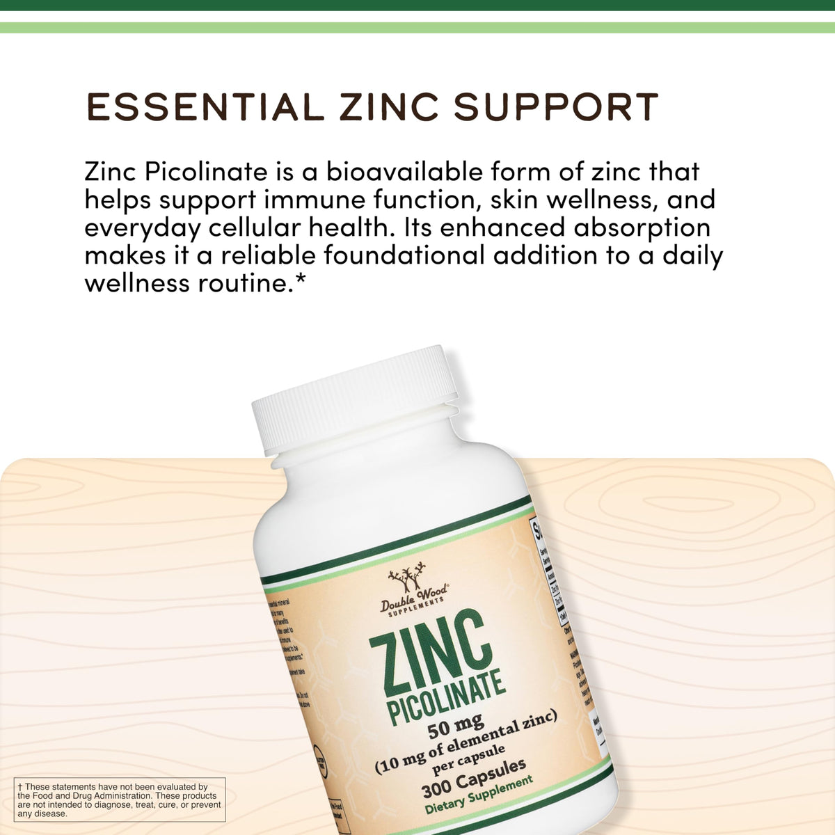 Zinc Picolinate 50mg Double Wood, format de capsule