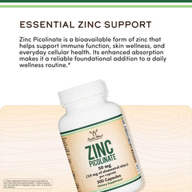 Zinc Picolinate 50mg Double Wood, format de capsule