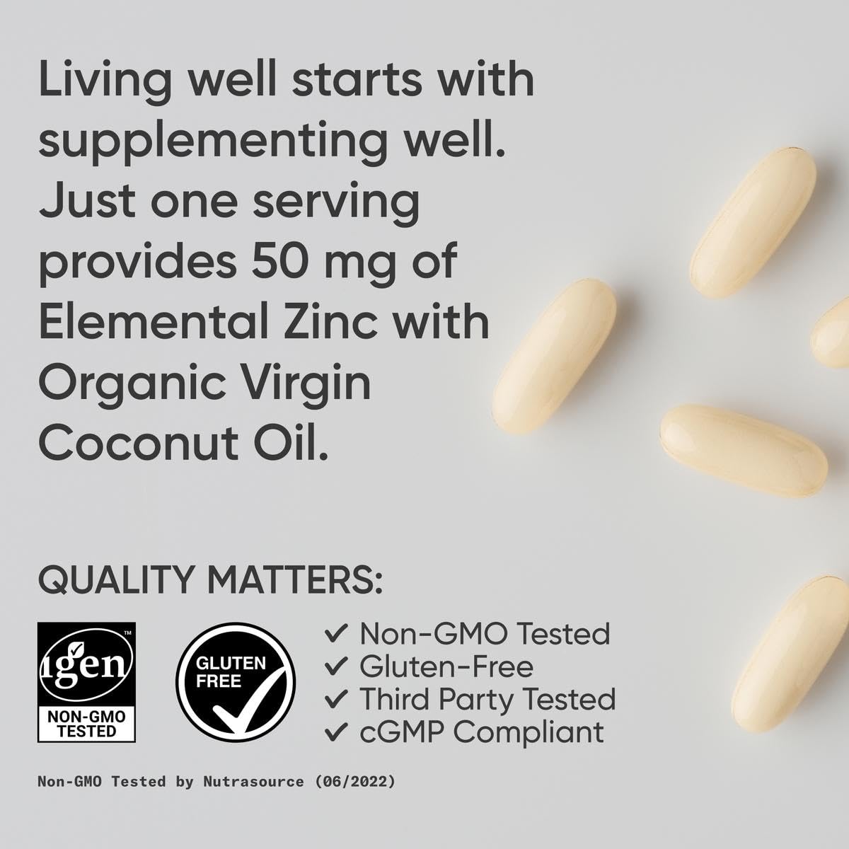 Zinc Picolinate 50mg gélules sur fond blanc