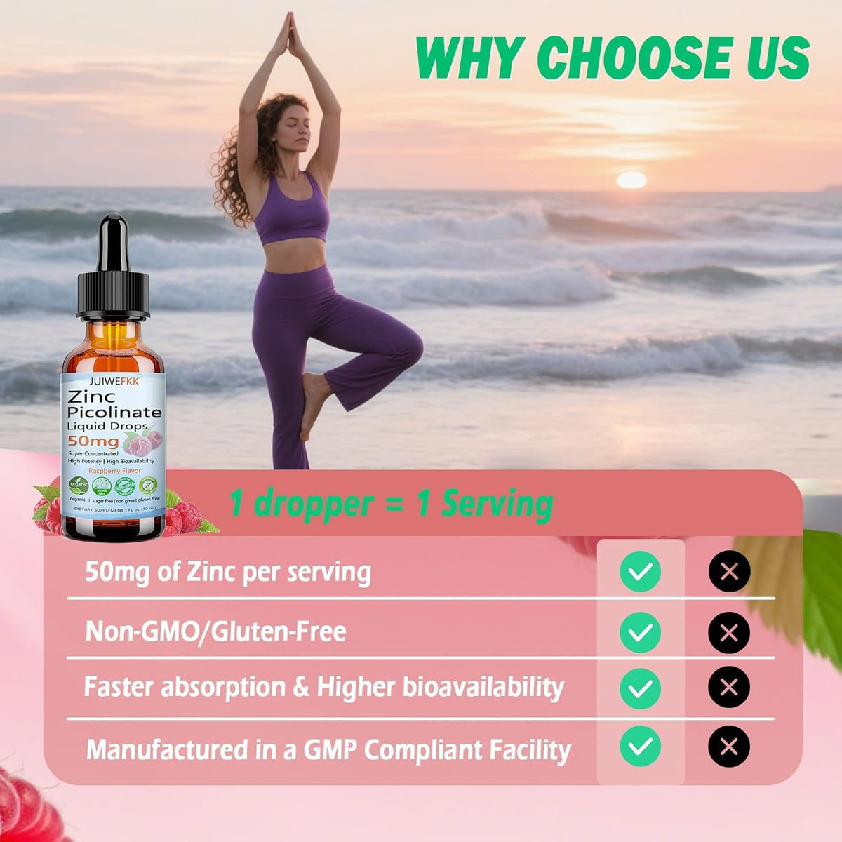 Zinc Picolinate 50mg liquide JUIWEFKK en utilisation
