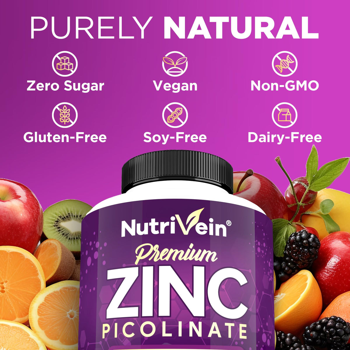 Zinc Picolinate Nutrivein 100 mg sur une table en bois