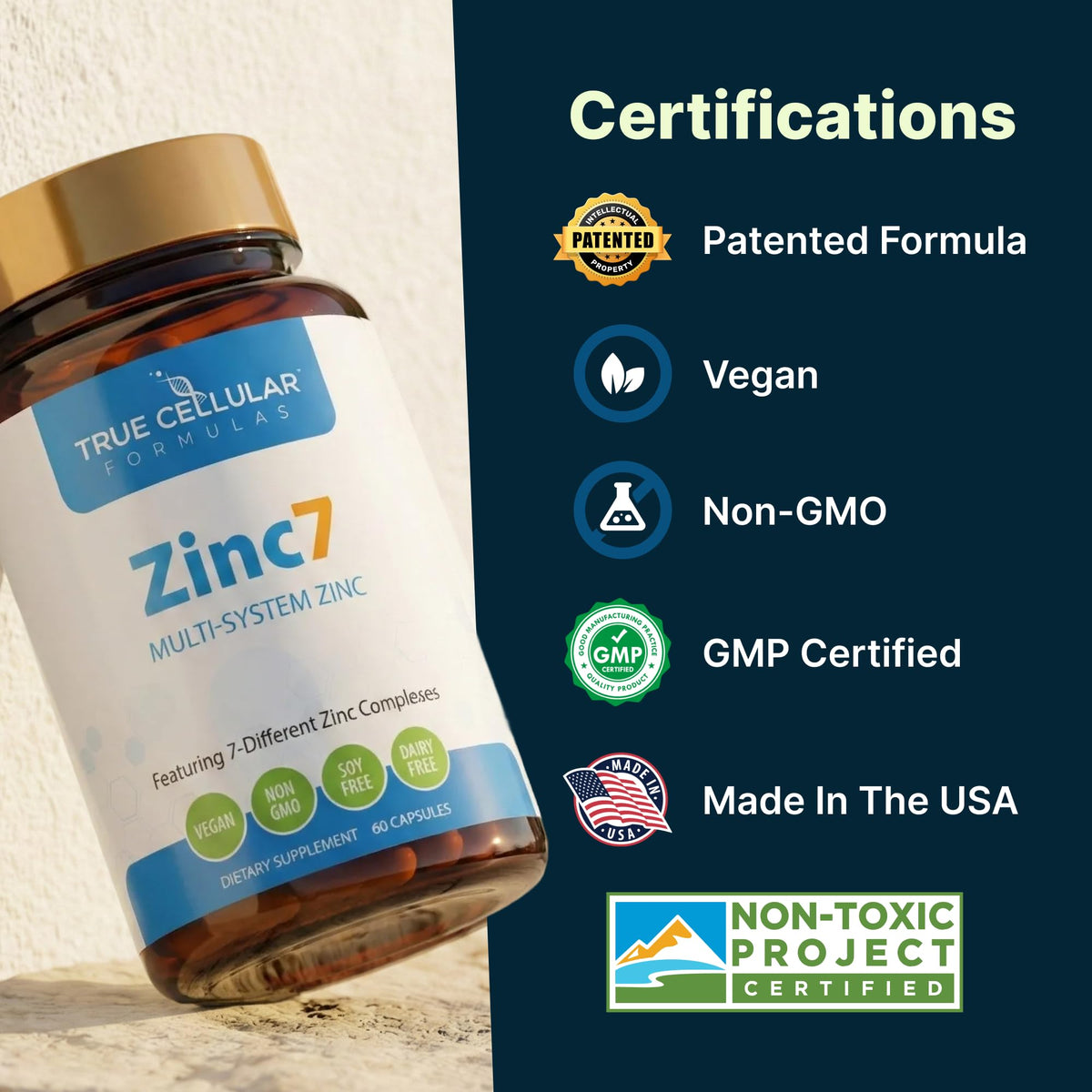 Zinc7 avec des ingrédients naturels en arrière-plan