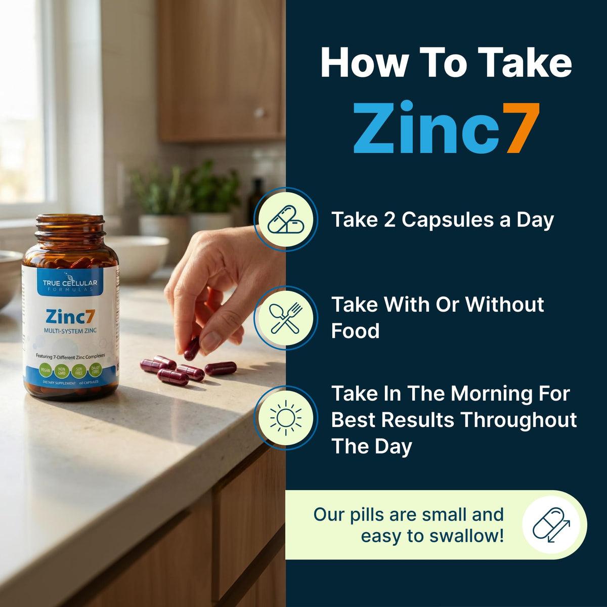 Zinc7 capsules dans une main