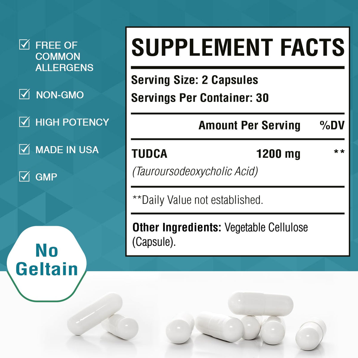 Zingicin TUDCA 1200mg en capsules végétales sur une main