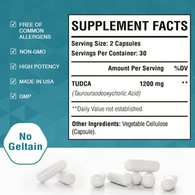 Zingicin TUDCA 1200mg en capsules végétales sur une main