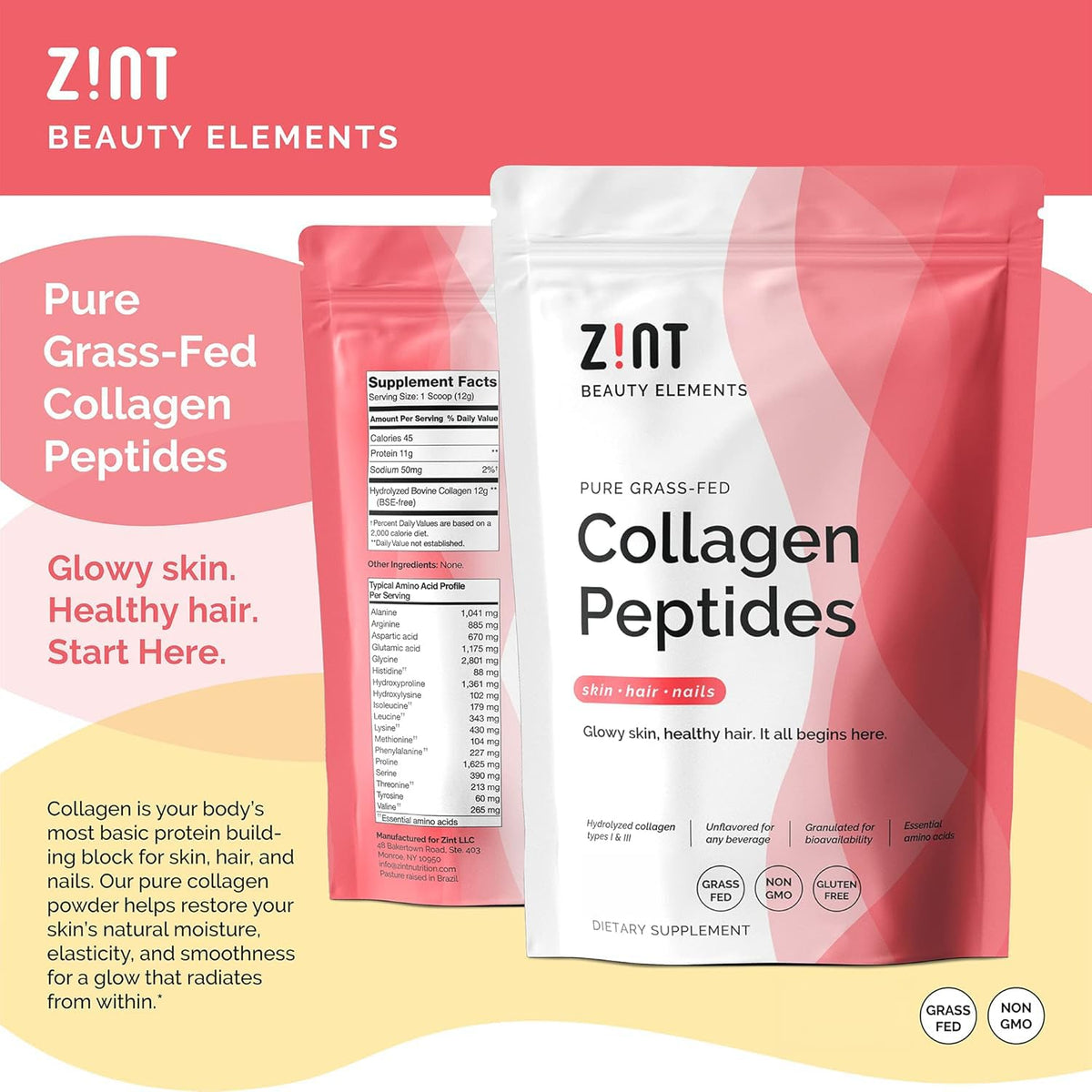 Zint Poudre de Peptides de Collagène 32 oz en usage dans un smoothie