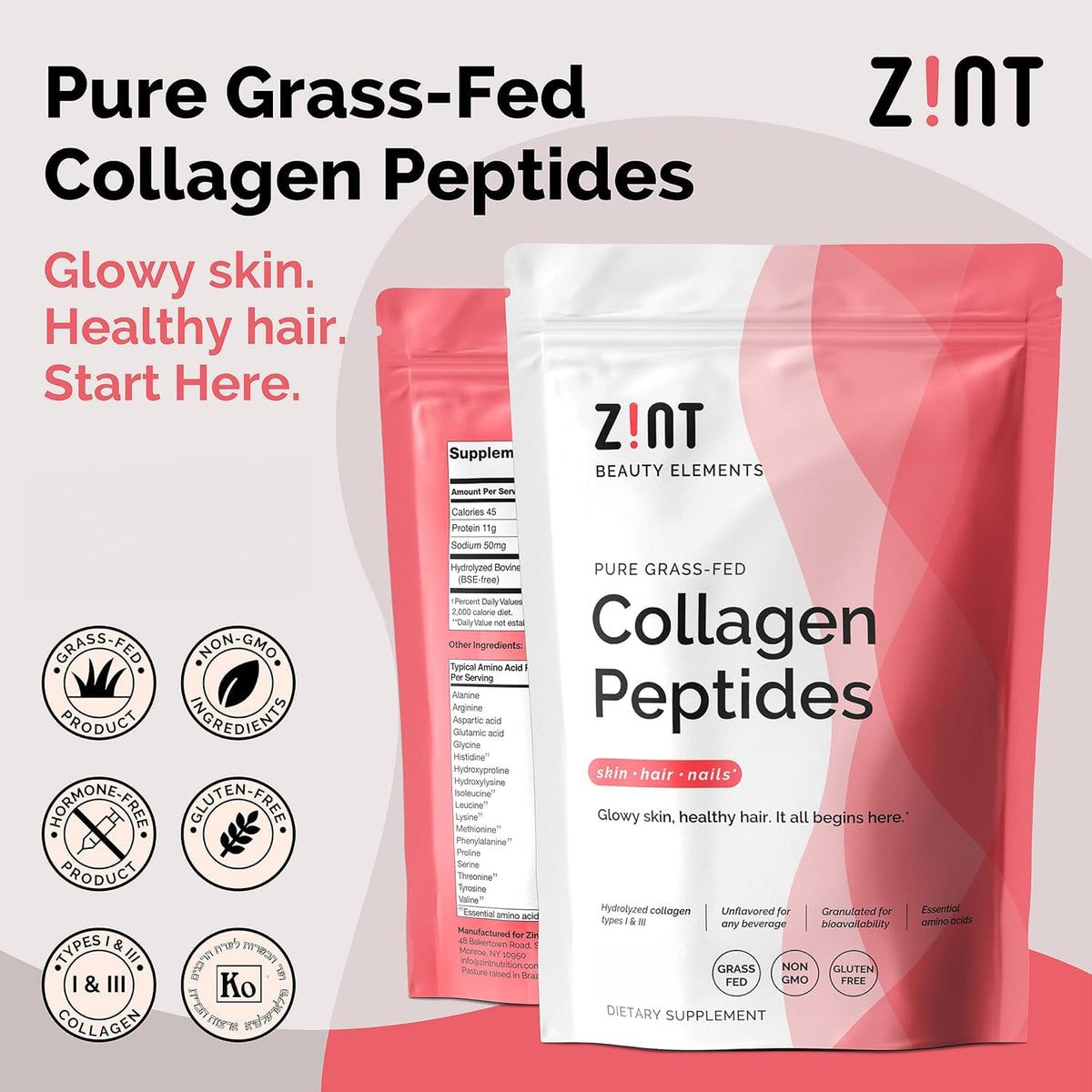 Zint Poudre de Peptides de Collagène 32 oz vue arrière