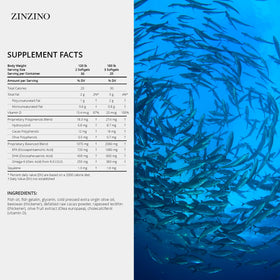 ZINZINO Essent+ Premium Omega Balance gélule molle sur fond blanc