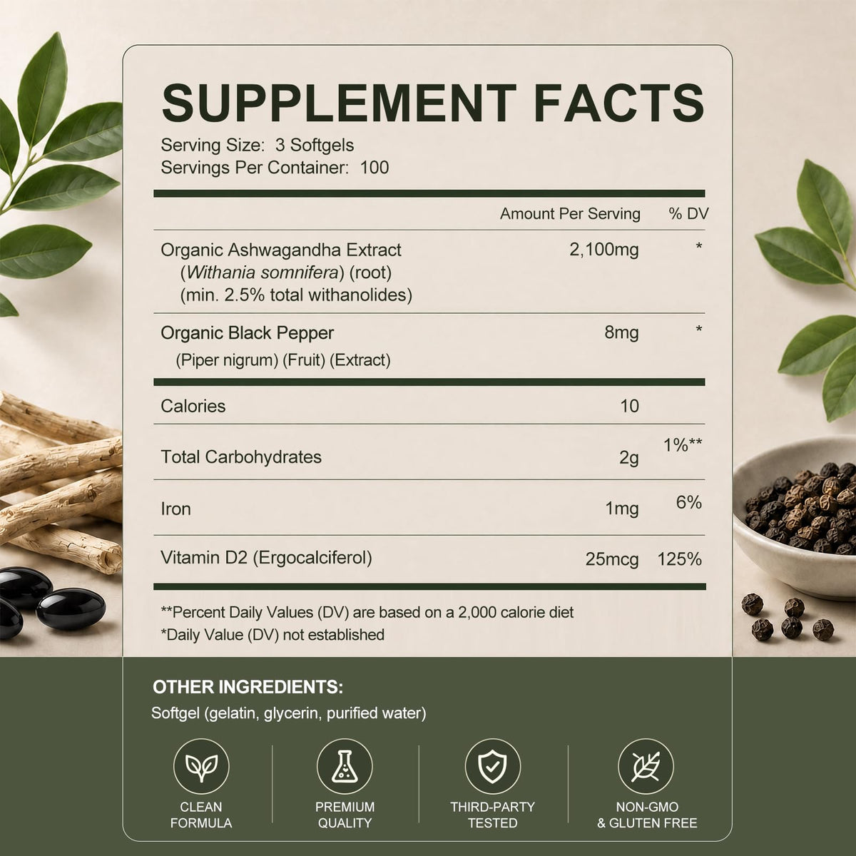 ZIPINKJ Ashwagandha 2100mg capsules individuelles