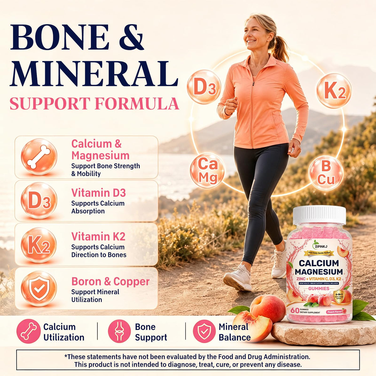 ZIPINKJ Gummies Calcium Citrate 1200mg, texture et couleur des gummies