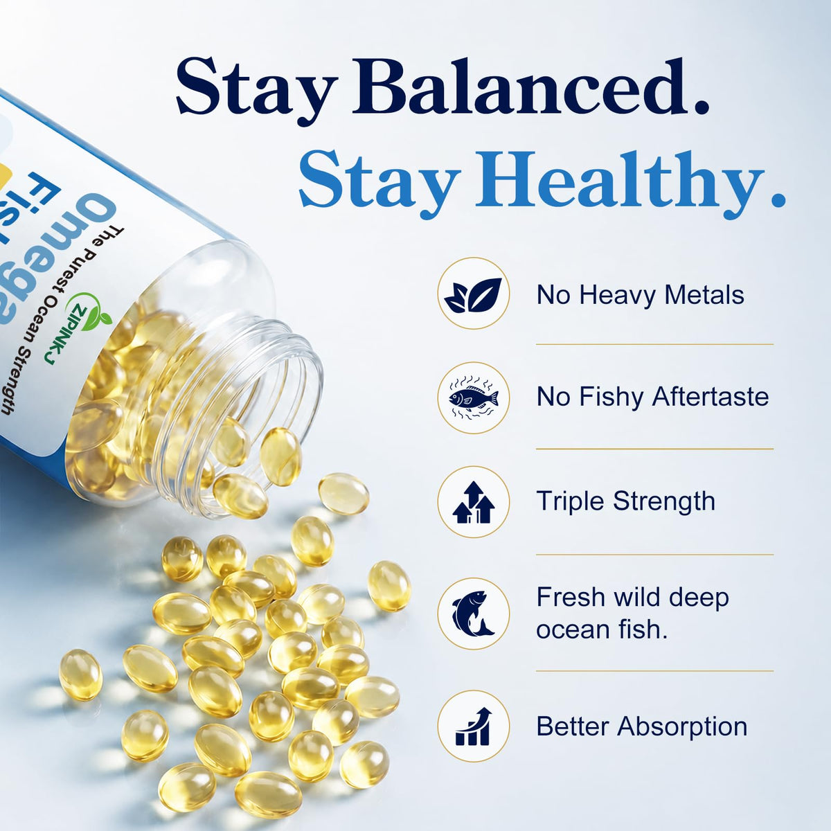 ZIPINKJ Huile de Poisson Omega-3 4200mg, emballage arrière.