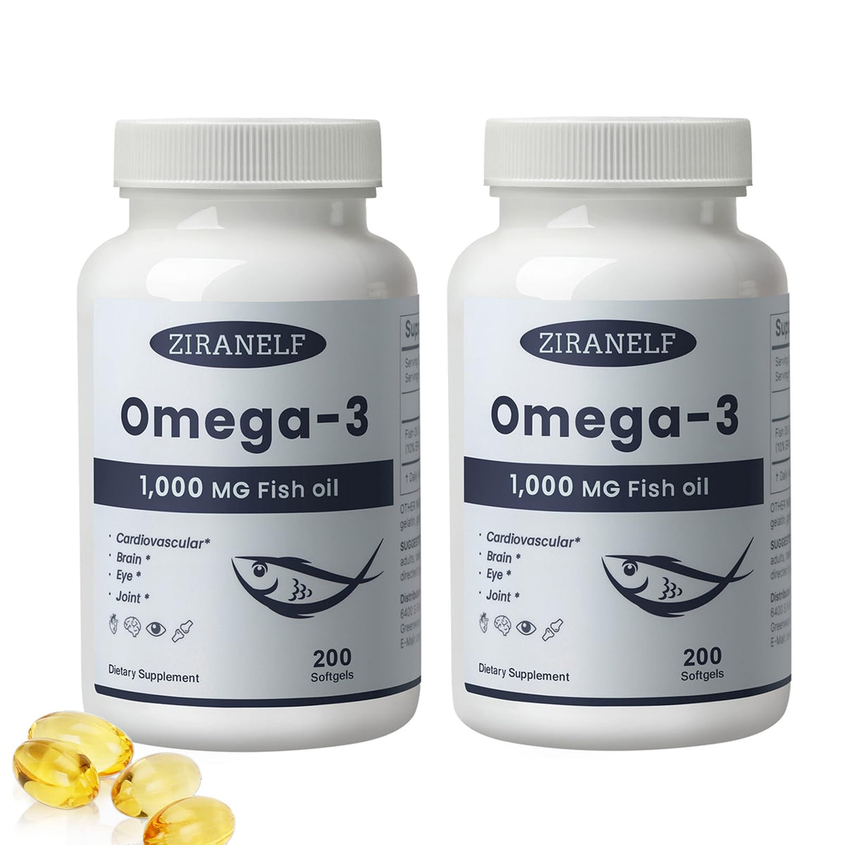 ZiranElf Huile de Poisson Omega 3 1000 mg 400 gélules vue avant