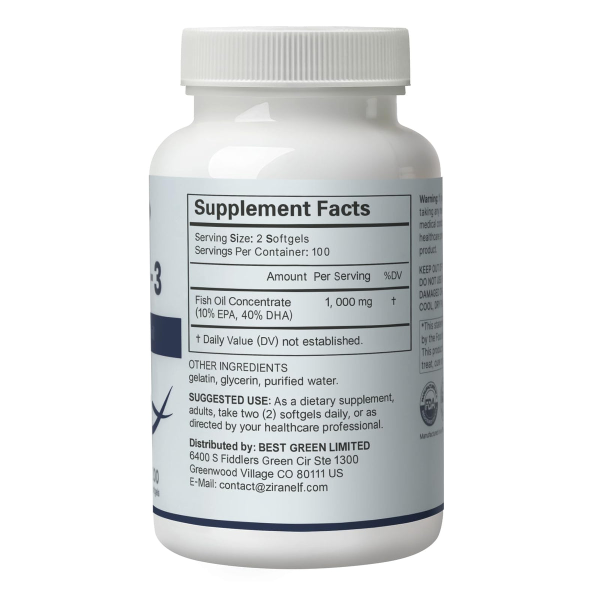 ZiranElf Huile de Poisson Omega 3 1000 mg gélules ouvertes