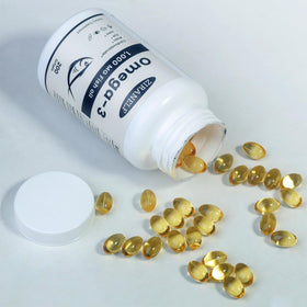 ZiranElf Huile de Poisson Omega 3 1000 mg gélules sur fond blanc