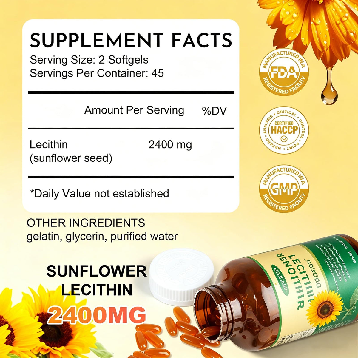 ZiranElf Lecithine de Tournesol 2400mg gélules molles vue arrière