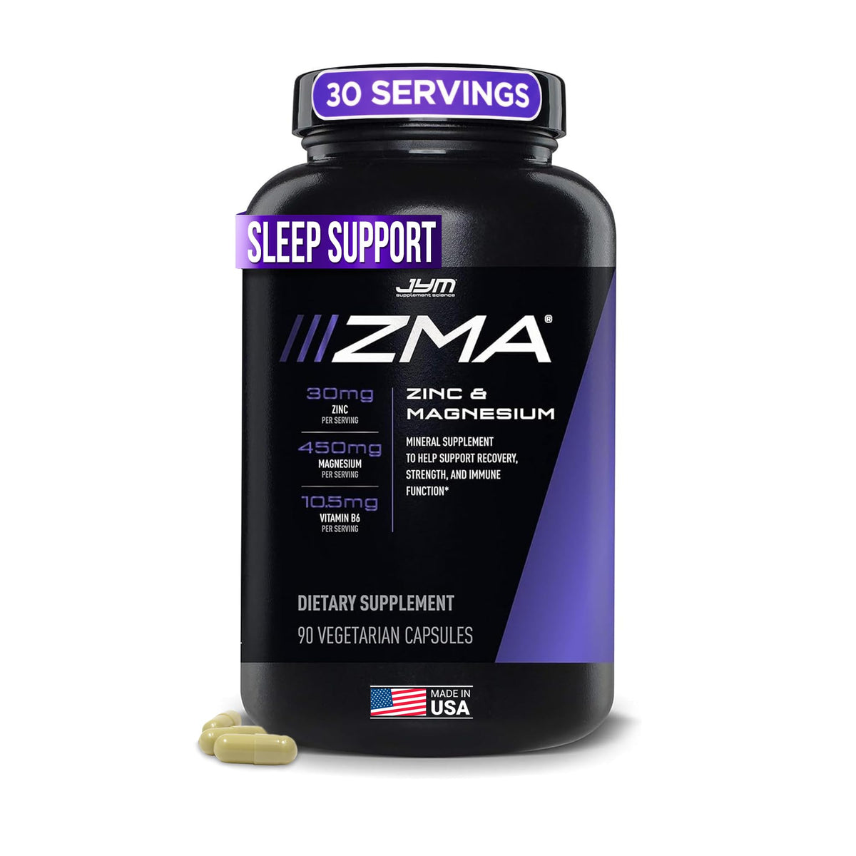 ZMA JYM Zinc & Magnésium 90 capsules vue avant