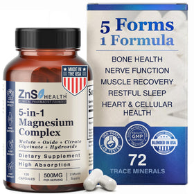 ZnS Health complexe de magnésium 5-en-1 120 capsules vue avant