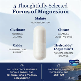 ZnS Health complexe de magnésium 5-en-1 capsules ouvertes