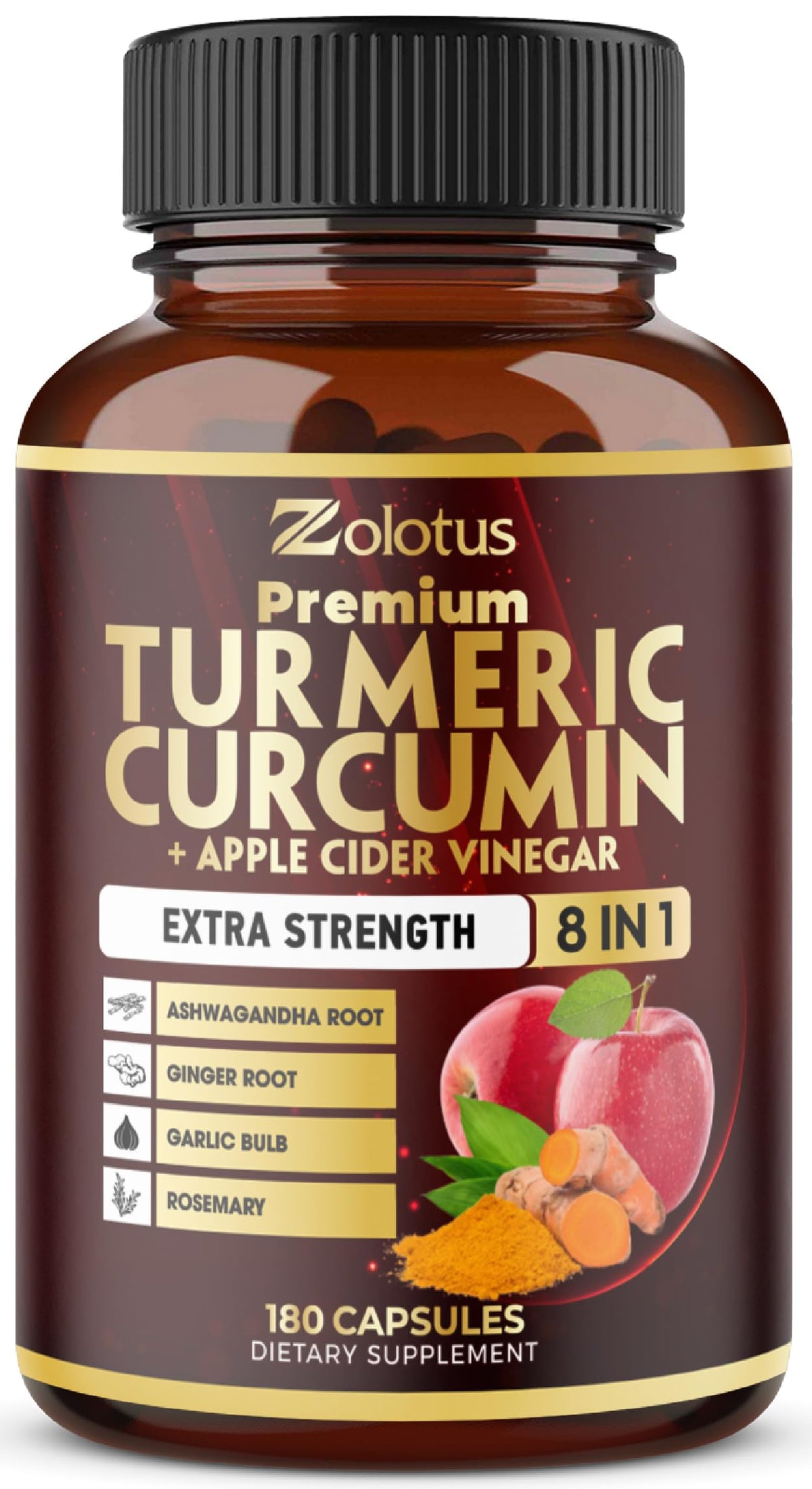 Zolotus 7 en 1 Curcuma Vinaigre de Pomme gélules vue de l'avant