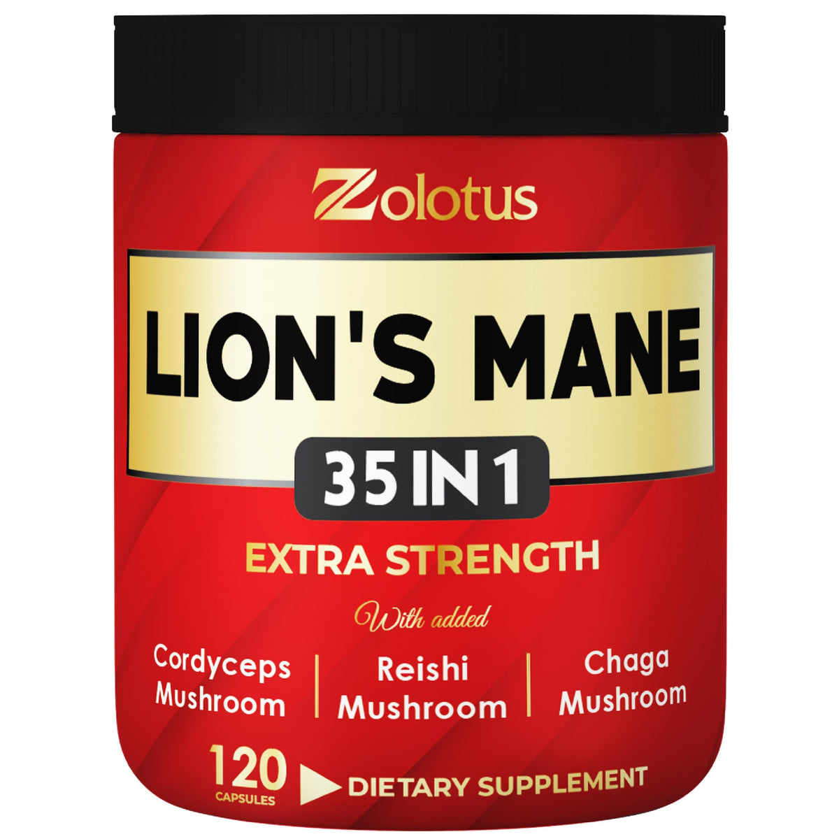 Zolotus Capsules de Champignon Lion's Mane 120 comprimés vue de face