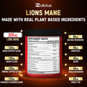 Zolotus Capsules de Champignon Lion's Mane vue latérale