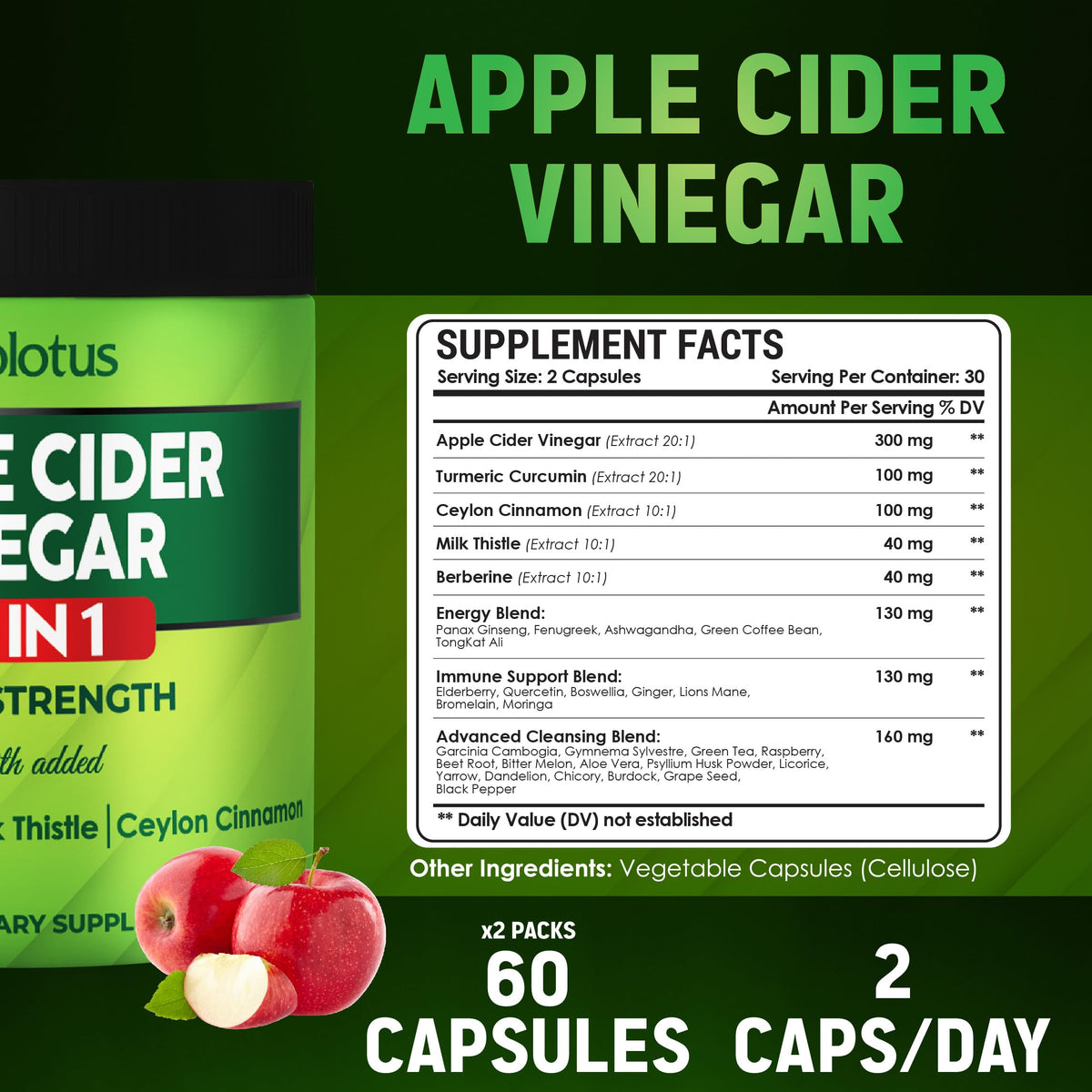 Zolotus Capsules de Vinaigre de Pomme 32in1 - Détails des ingrédients