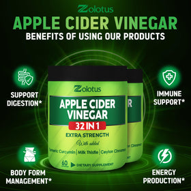 Zolotus Capsules de Vinaigre de Pomme 32in1 - Vue latérale du produit
