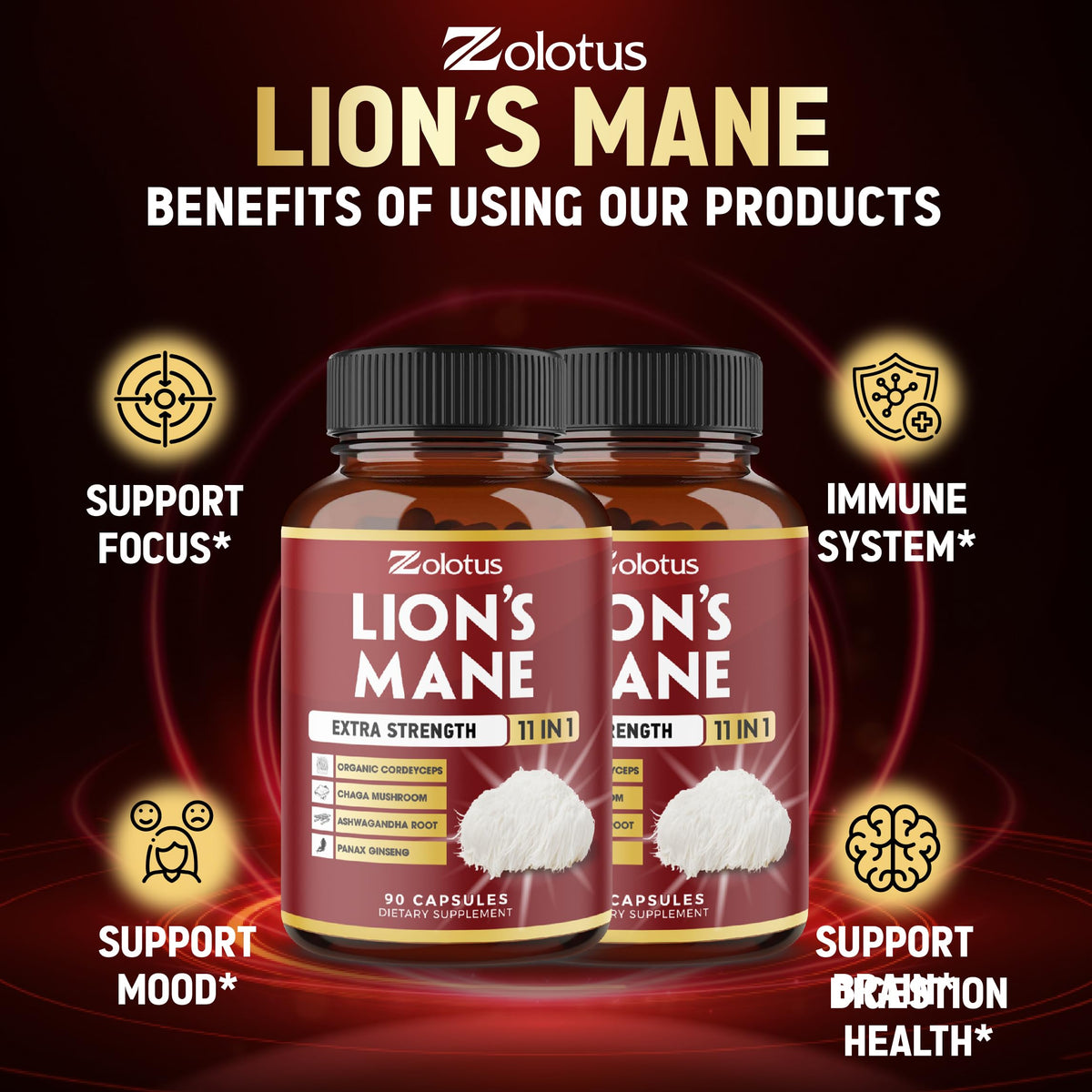 Zolotus Champignon Lion ingrédients sur l'emballage